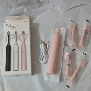 Pink Electric Toothbrush Set With 4 Brushes